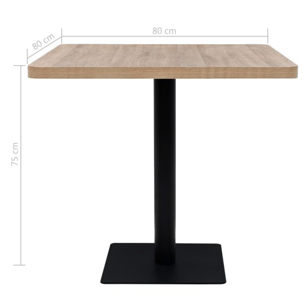 Bistro Table Mdf And Steel Square 80X80X75 Cm Oak Colour