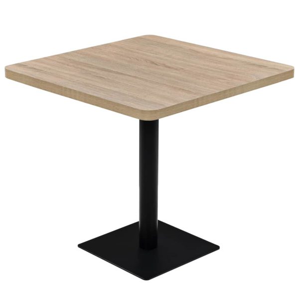 Bistro Table Mdf And Steel Square 80X80X75 Cm Oak Colour