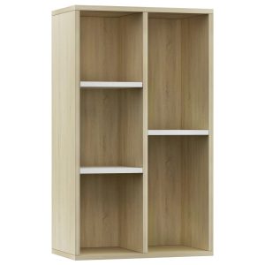 Book Cabinet/Sideboard White and Sonoma Oak 45x25x80 cm