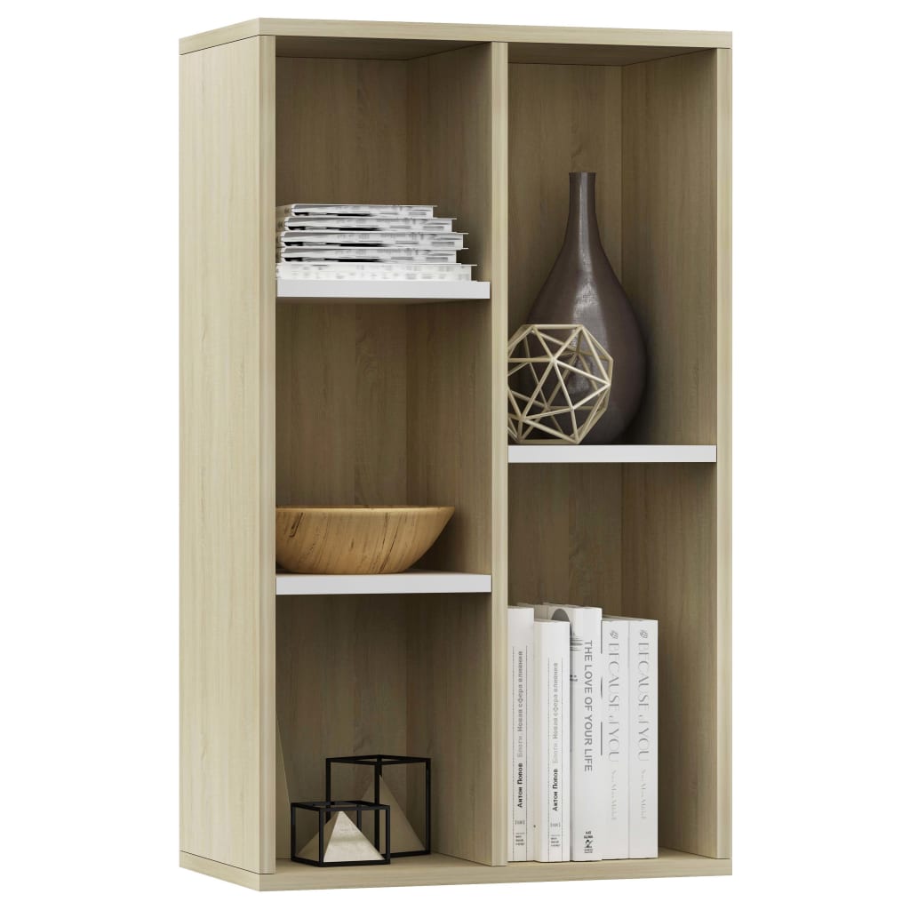 Book Cabinet/Sideboard White and Sonoma Oak 45x25x80 cm