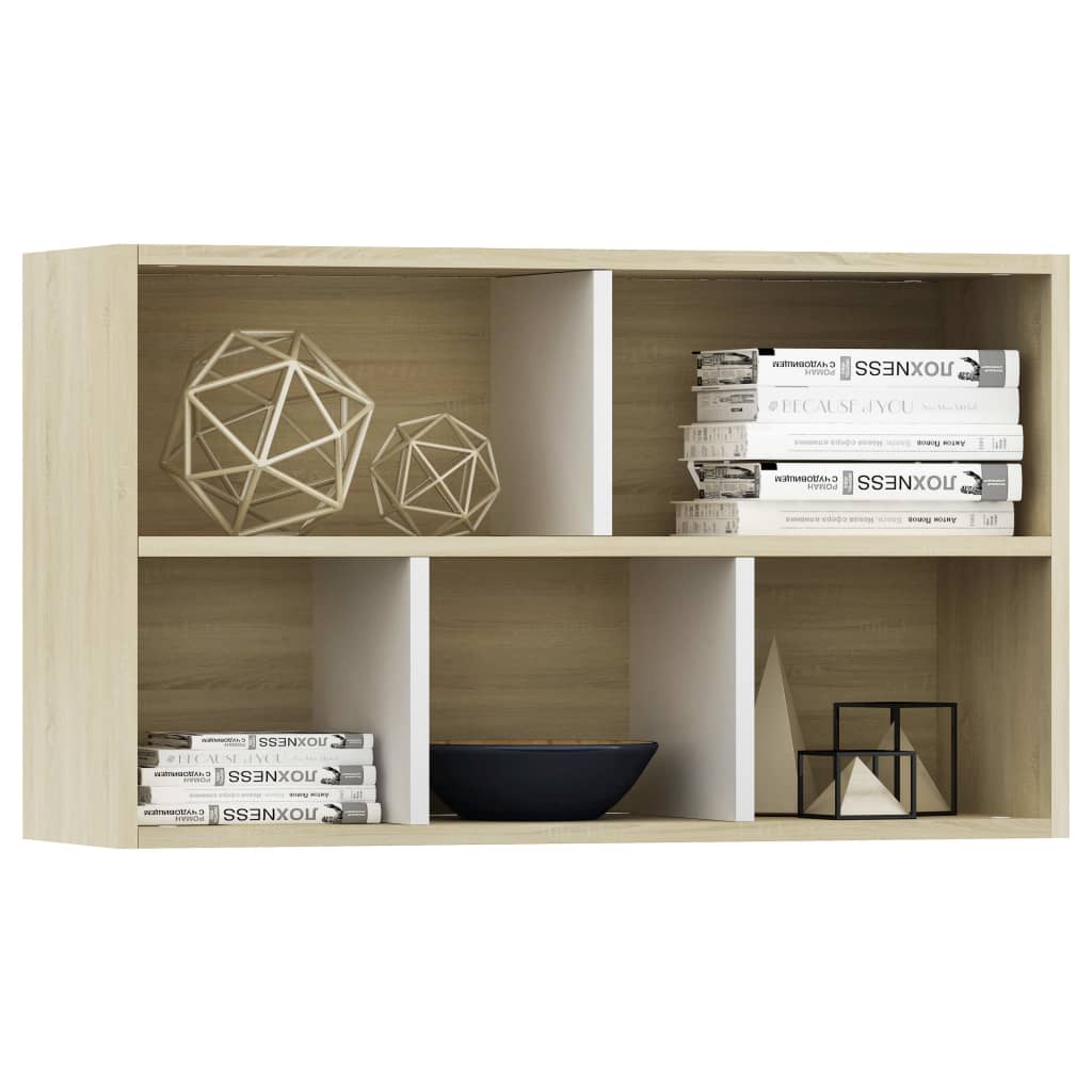 Book Cabinet/Sideboard White and Sonoma Oak 45x25x80 cm