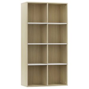 Book Cabinet/Sideboard White and Sonoma Oak 66x30x130 cm