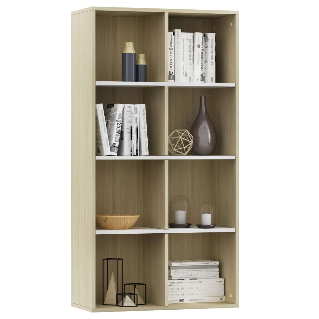 Book Cabinet/Sideboard White and Sonoma Oak 66x30x130 cm