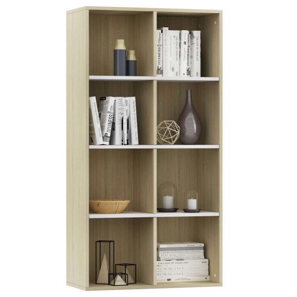Book Cabinet/Sideboard White And Sonoma Oak 66X30X130 Cm