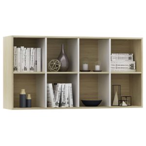 Book Cabinet/Sideboard White And Sonoma Oak 66X30X130 Cm