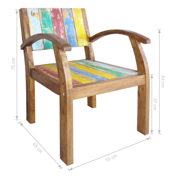 Chair with Armrests Solid Reclaimed Boat Wood 55x63x75 cm