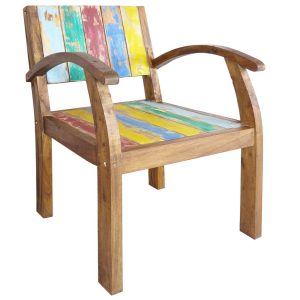 Chair with Armrests Solid Reclaimed Boat Wood 55x63x75 cm