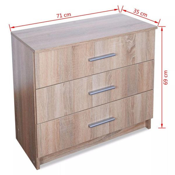 Chest Of Drawers Chipboard 71X35X69 Cm Oak
