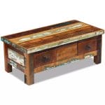Coffee Table Drawers Solid Reclaimed Wood 90x45x35 cm 1
