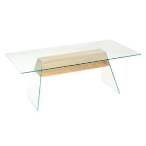 Coffee Table MDF and Glass 110x55x40 cm Oak Colour