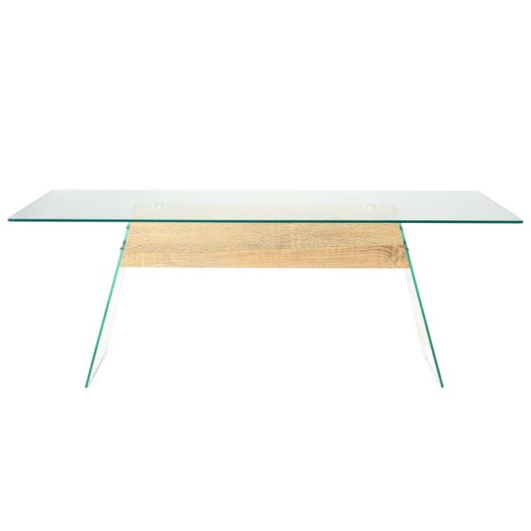 Coffee Table Mdf And Glass 110X55X40 Cm Oak Colour