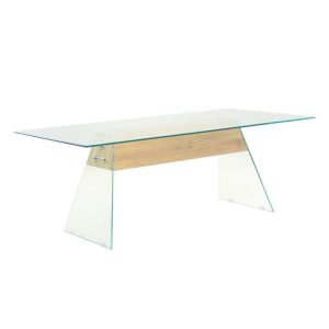 Coffee Table MDF and Glass 110x55x40 cm Oak Colour