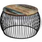 Coffee Table Round Solid Reclaimed Wood 68×43 cm 1