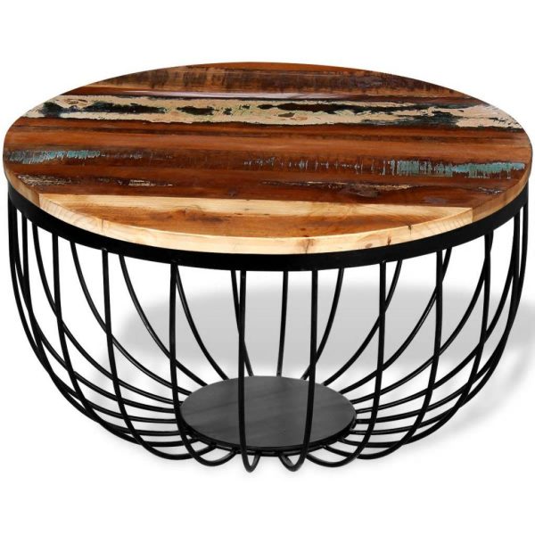 Birdcage Coffee Table Solid Reclaimed Wood &Amp; Metal