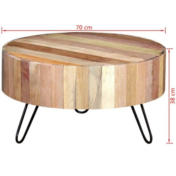Drum Style Coffee Table Solid Reclaimed Wood.