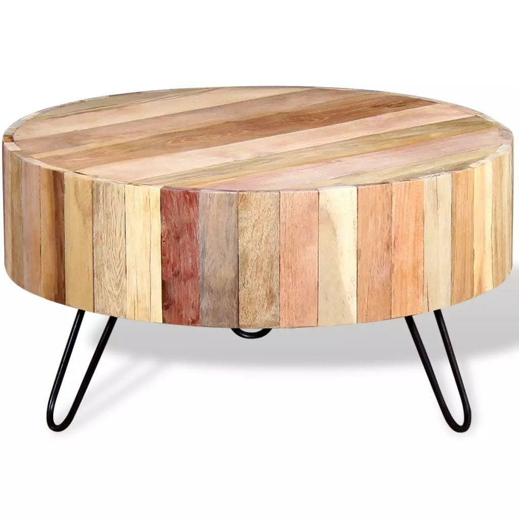 Drum Style Coffee Table Solid Reclaimed Wood.