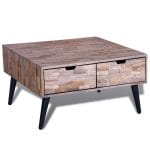 Coffee Table with 4 Drawers Reclaimed Teak Wood 2