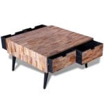 Coffee Table with 4 Drawers Reclaimed Teak Wood 6