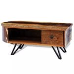 Coffee Table with Iron Pin Legs Solid Reclaimed Wood 3