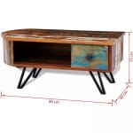 Coffee Table with Iron Pin Legs Solid Reclaimed Wood 7