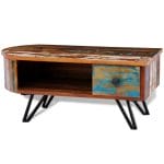 Coffee Table with Iron Pin Legs Solid Reclaimed Wood 1