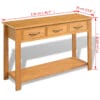 Console Table 118x35x77 cm Solid Oak Wood