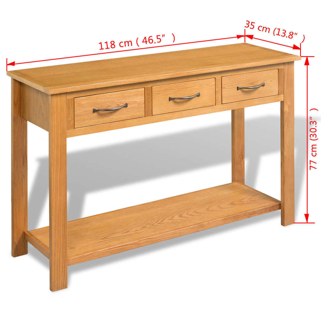 Console Table 118x35x77 cm Solid Oak Wood