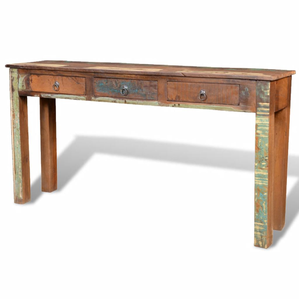 Console Table with 3 Drawers Reclaimed Wood