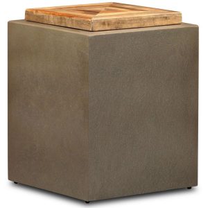 End Table Reclaimed Teak and Concrete 35x35x45 cm