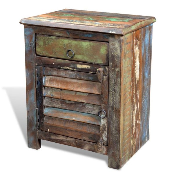 End Table With 1 Drawer 1 Door Reclaimed Wood