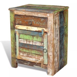 End Table with 1 Drawer 1 Door Reclaimed Wood