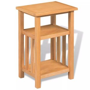 End Table With Magazine Shelf 27X35X55 Cm Solid Oak Wood