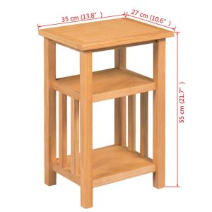 End Table With Magazine Shelf 27X35X55 Cm Solid Oak Wood