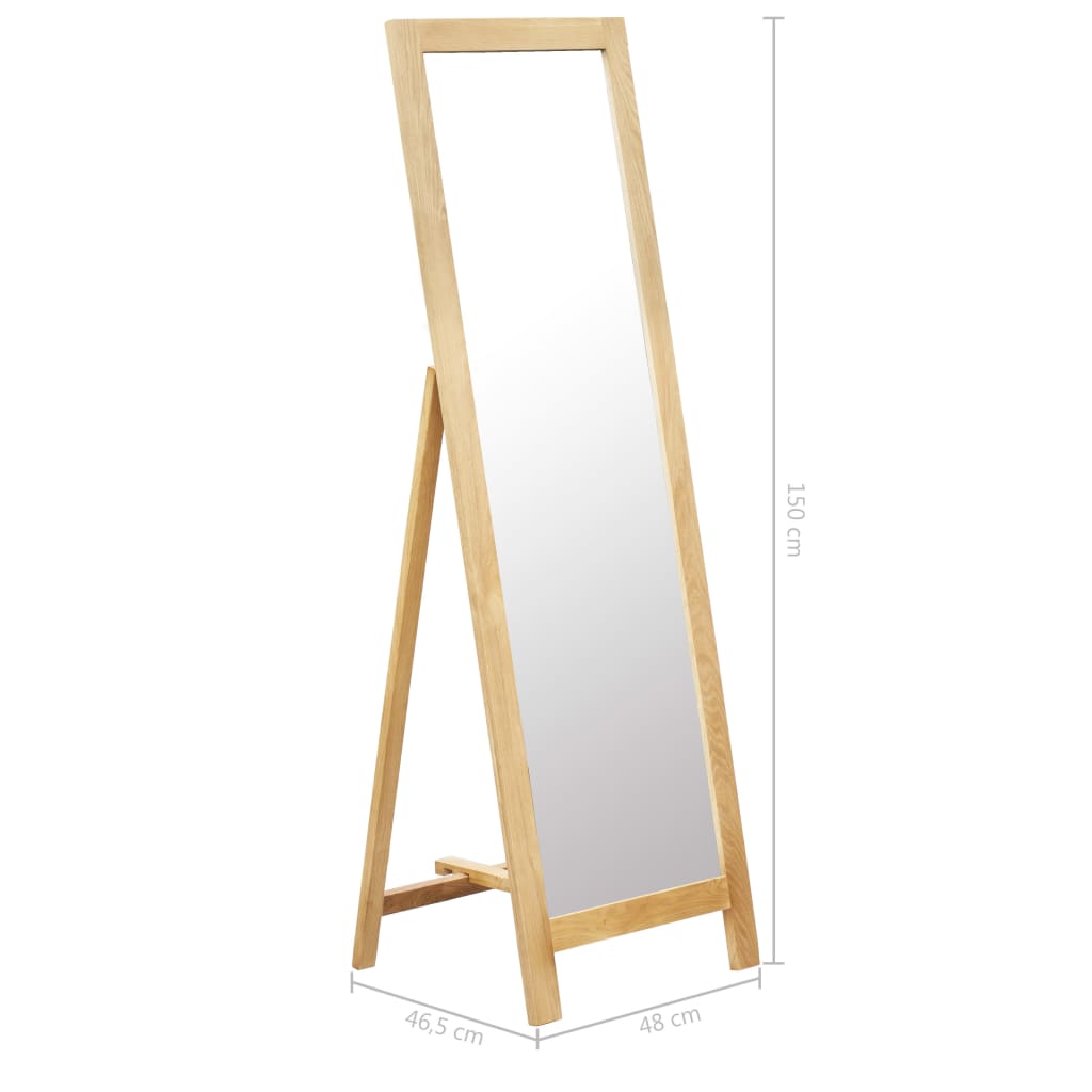 Freestanding Mirror 48x46.5x150 cm Solid Oak Wood