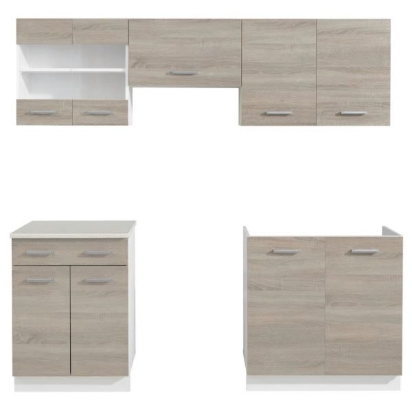 Kitchen Cabinet Unit 5 Pieces With Sink 80X60 Cm Oak Look