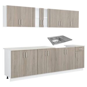 Kitchen Cabinet Unit 8 Pieces with Sink 80x60 cm Oak Look