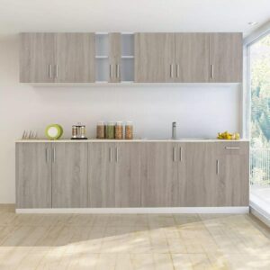 Kitchen Cabinet Unit 8 Pieces with Sink 80x60 cm Oak Look