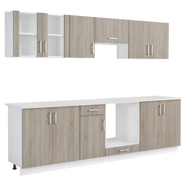 Kitchen Cabinet Unit With Built-In Hot Plate And Oven Oak Look