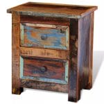Nightstand with 2 Drawers Solid Reclaimed Wood 6