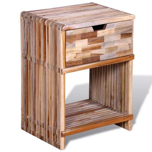 Nightstand with Drawer Reclaimed Teak Wood
