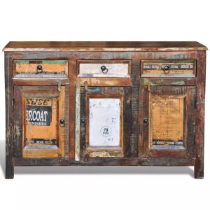 Reclaimed Cupboard Solid Wood Vintage With 3 Drawers 3 Doors