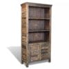 Reclaimed Wood Bookshelf Bookcase 3 Shelves & 2 Doors