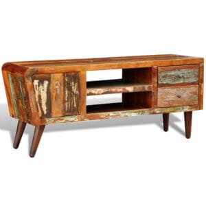 Wide Retro TV Unit Solid Reclaimed Wood 145cm
