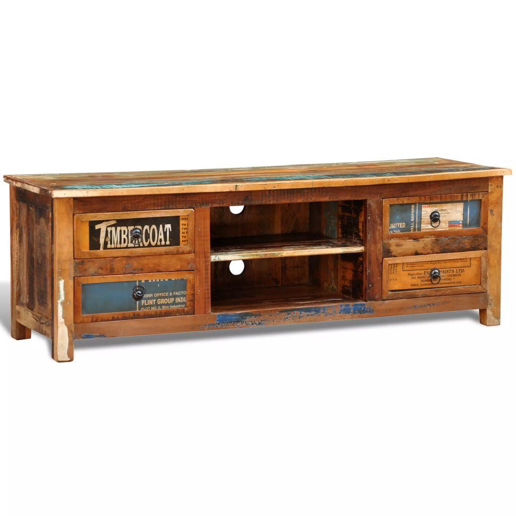 Reclaimed Wood TV Cabinet TV Stand 4 Drawers