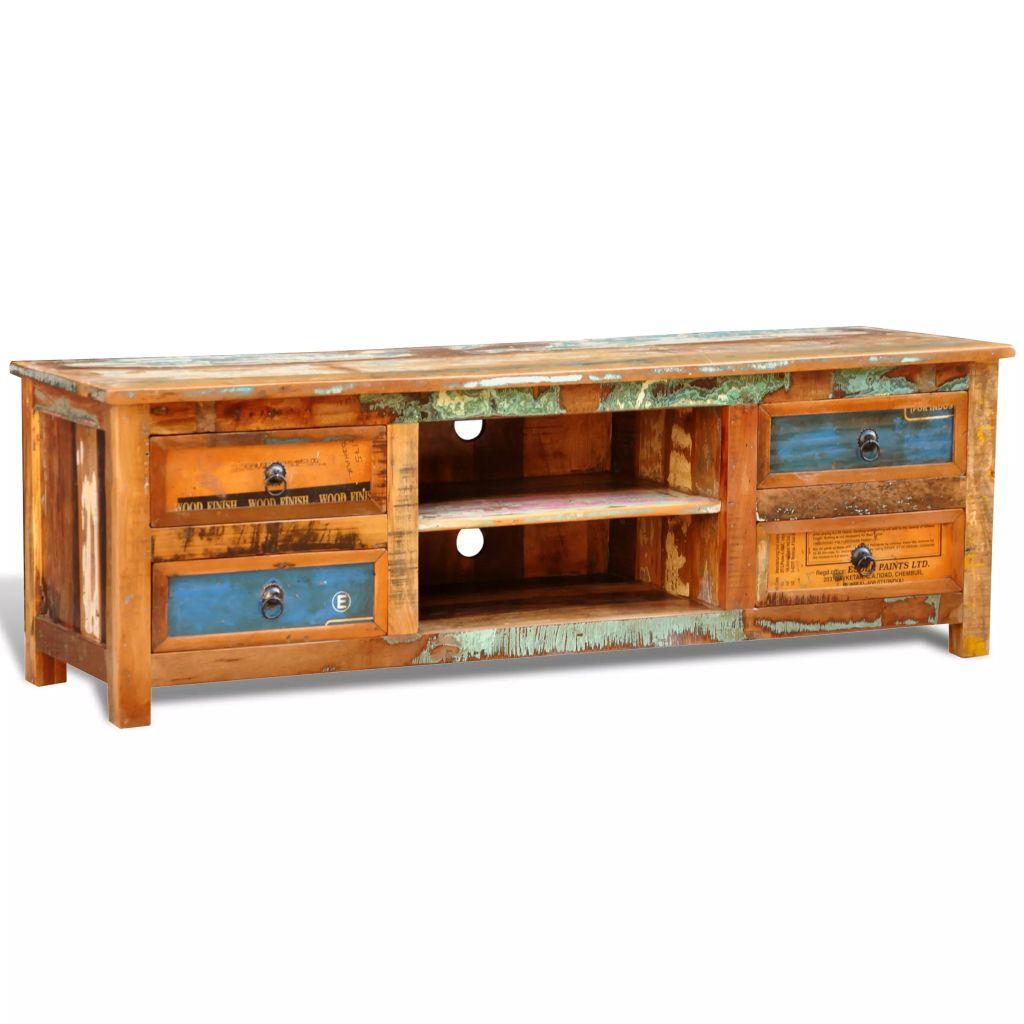 Reclaimed Wood TV Cabinet TV Stand 4 Drawers