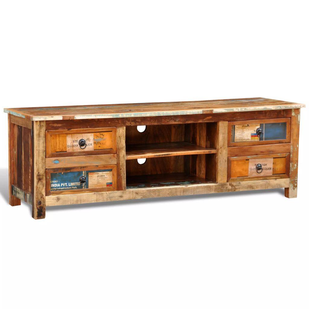 Reclaimed Wood TV Cabinet TV Stand 4 Drawers