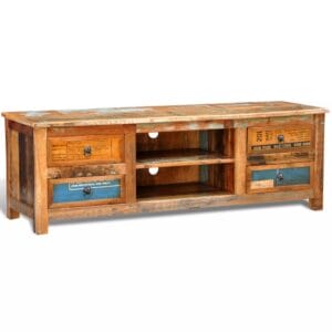 Large 4 Drawer TV Unit Multi Coloured Reclaimed Wood 150cm Wide
