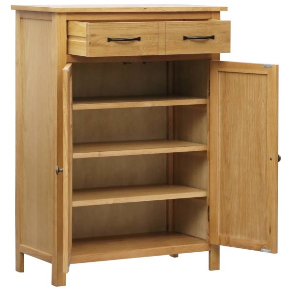 Shoe Cabinet 76X37X105 Cm Solid Oak Wood