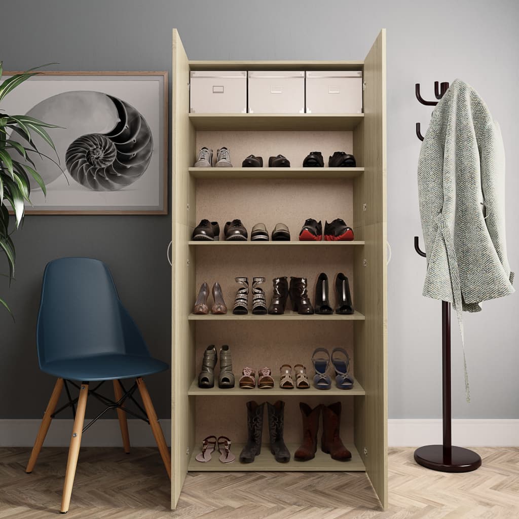Shoe Cabinet Sonoma Oak 80x35.5x180 cm Chipboard