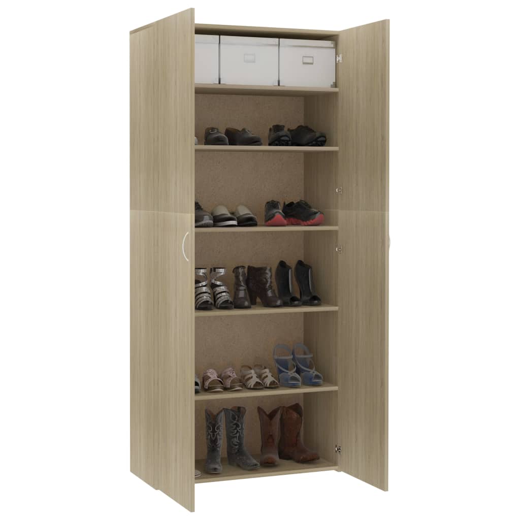 Shoe Cabinet Sonoma Oak 80x35.5x180 cm Chipboard
